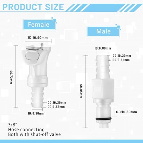 Chunful 10 Pcs 3/8" Quick Disconnect Connect Hose Barb Insert Fittings Plastic Male Female Coupling Connector 5 Female and 5 Male Connectors - Image 2
