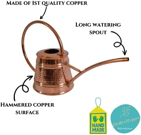 Hammered Copper Watering Can for Outdoor & Indoor Plants Long Spout House Flowers Garden Care (Copper) - Image 2