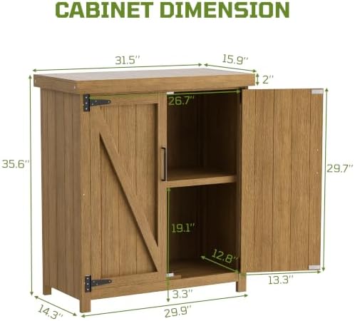 Weatherproof Outdoor Storage Cabinet, HIPS Waterproof Cabinet, Teak - Image 5