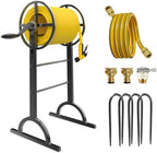 Garden Hose Reel with Handle – Heavy Duty Metal Freestanding Water Hose Holder, Upgraded Retractable Hose Winder for Up 150FT 5/8" Hose, Perfect for Lawn, Yard & Outdoor Use by Nanbone