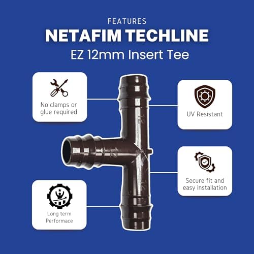 (pack of 50) Netafim Techline EZ 12mm Insert Tee – Barb Fitting 3-Way Drip Irrigation | 32500-002497 | T12TEE - Image 2