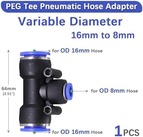 For Variable Diameter For Tee Hose Adapter Slip Lock For Pneumatic Tube Fittings For Quick Insert For DIY For Garden Irrigation For Connect Repair 1 Pcs/5 Pcs(PEG 16mm to 8mm,5 pcs) - Image 2