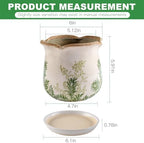 Ceramic-Planters-for-Indoor-Plants with Saucer, 6 inch Vintage Ice Crackle Glaze Plant Pots with Drainage Holes, Decorative Flower Pots for Outdoor Garden Home Decor, Tuscan Pot for Plant - Image 4