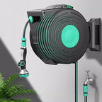 Heavy Duty Water Hose Holder, Garden Hose Reel Wall Mounted, 25M/82Ft 1/2inch Auto Retractable Hosepipe Wall-Mounted on Reel Portable 180° Swivel 8-in-1 Jet or Spray,Hose Bracket - Image 7
