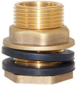 Joywayus 1-1/4" Female 1-1/2" Male Brass Water Tank Bulkhead Tank Fitting by Joywayus
