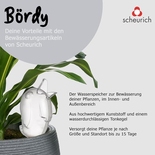 Scheurich Bördy XXL Plastic Water Reservoir, Colour: Bördy XXL, Transparent/Clear, 13.7 cm Width, 11 cm Depth, 33 cm High, 1 Litre Volume - Image 5