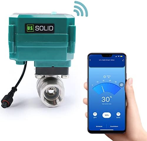 U.S. Solid 3/4" Smart Motorized Ball Valve - Remote App Mobile Control NSF Certified 304SS Electrical Ball Valve with Manual Switch, 5V DC USB Connection by USSolid