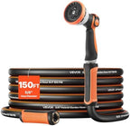 VEVOR Garden Hose, 150 ft 5/8" Heavy Duty Rubber Water Hose with 10 Mode Nozzle, 150PSI Working & 600PSI Burst, Flexible & Non-kink Outdoor Waterhose with 3/4" Fitting, Lightweight Hoses for Gardening by VEVOR