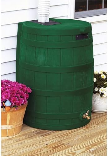 Good Ideas Rain Wizard Water Storage Premium Quality Collection Barrel with Brass Spigot, Safety Screen, and 50 Gallon Capacity, Green (4 Pack) - Image 3