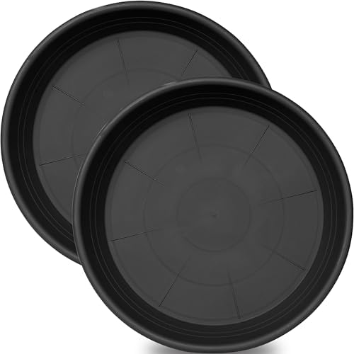 2 Pack of 25 26 inch Extra Large Plant Saucer, Extra Deep 4.2" Tray for Flower Pot, Heavy Sturdy Plant Drainage Tray for Indoors, Bird Bath Bowls, Plant Plate Water Catcher for Pots (26", Black) by Unknown