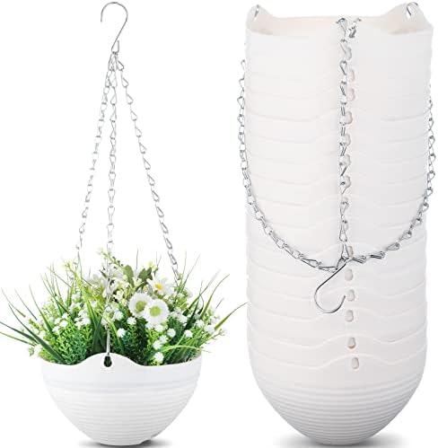 Zopeal 16 Pack 8" White Self Watering Hanging Planters for Plants by Zopeal