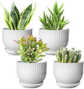 5.5 Inch Ceramic Plant Pot,White, 4 Pack by YUFDA