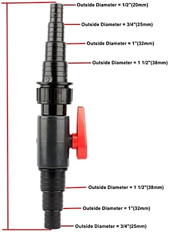 Hose Splitter,Tap Connector 25mm(3/4"") ~ 38mm(1 1/2"") Hose Valve Fish Pond Joint Irrigation Water Pipe Connectors Aquarium Fish Tank Adapter, Black - Image 4