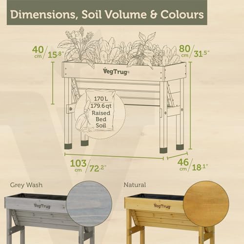 VegTrug Wall Hugger, Grey Wash, Small 1m - Cedar Wood Raised Garden Bed - Outdoor Space-Saving Vegetable and Herb Planter Box for Balcony, Patio, Courtyard Gardening - Image 2