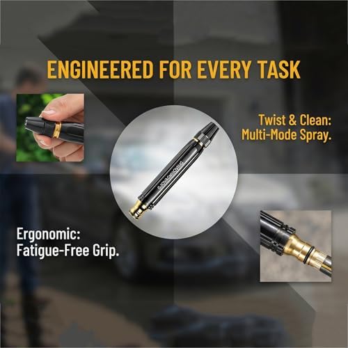 High Pressure Water Cannon Hose Nozzle, 3 Adjustable Spray Home High Pressure Car Wash Water Gun with Booster, Metal Anti-Leakage High Pressure Water Jet Nozzle, Plant Watering Lawn Car (Metal) - Image 6