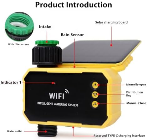 FTVOGUE Solar WiFi Sprinkler Timer Irrigation Controller Water Timer with Rain Sensor Type C Port for Gardens Balconies Rooftops - Image 3