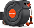 100FT Retractable Garden Hose Reel,5/8 Inch Wall Mounted Automatic Return, 180° Swivel Any-Length Lock, 9-Pattern Sprayer, Durable Water Hose Reel for Yard and Home by FARMMAC