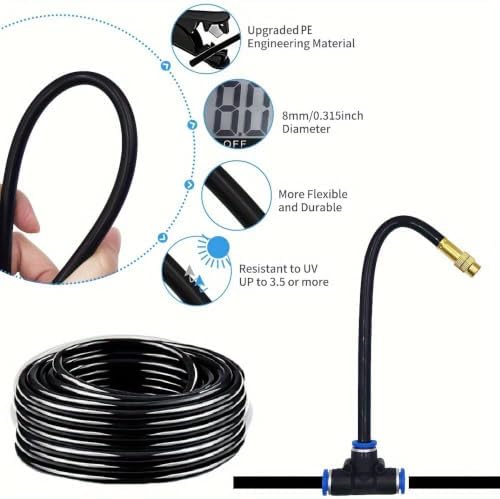 DIY Drip Irrigation Kit, 50ft Micro Spray & Misting System for Garden/Raised Beds - 15 Adjustable 360° Brass Plant Misters - Flexible PE Hose for Greenhouse, Lawn & Outdoor Cooling - Color - Image 5