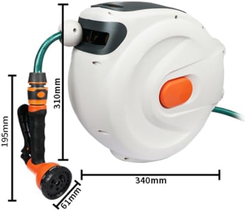 Auto Retractable Water Hose Reel, Wall Mounted Automatic Rewind Water Reel, Heavy Duty Retractable Hose Reel with Spray Nozzle for Car Wash Workshop Cleaning (10m) - Image 5