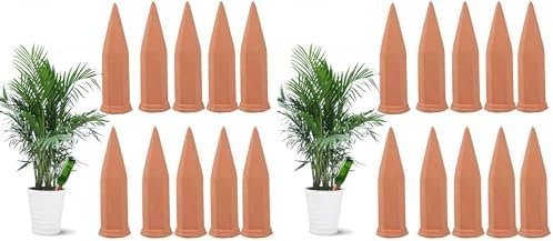 Tcamp 20 Pack Terracotta Watering Spikes, Plant Watering Devices Wine Bottle Automatic Plant Self Watering Spikes for Vacations, Self-Watering Stakes for Indoor Outdoor Plants by Tcamp