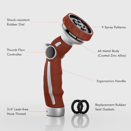 RESTMO Hose Nozzle Heavy Duty, Metal Water Hose Sprayer for Garden - Image 2