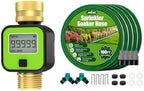 MIXC Sprinkler Hose with Holes 100FT + MIXC Water Flow Meter with Brass Inlet & Outlet, by MIXC