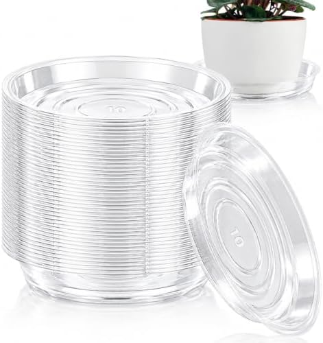 40 Pack 10 Inch Plant Saucer Clear Plant Saucers for Outdoors Plants Drip Trays, Large Pot Saucer No Holes Pot Saucers Planter Trays for Outdoor Plants Bulk Plastic Tray for Flower Pots, Snack Storage by UltraOutlet