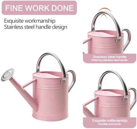 Metal Watering Can for Outdoor Plants, Watering Can Decor 1 Gallon (Pink) - Image 3