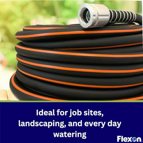 Flexon Flextreme Pro 5/8" x 100ft Performance Rubber Garden Hose – Heavy-Duty, Kink-Resistant, All-Weather Flexibility, Industrial-Grade Couplings, Durable Outdoor Watering Hose for Lawn & Garden - Image 3