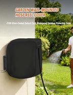 Garden Hose Reel Cover for Giraffe Tools AW40, Wall Mounted Hose Reel Protective Cover, Oxford Fabric Outdoor with Adjustable Drawstring,A Black - Image 2