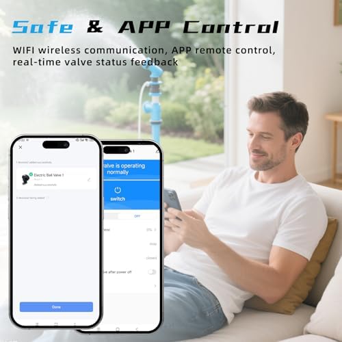 3/4" WiFi Water Shutoff Valve - 5V DC Smart Remote Control Water Valve Timer, Stainless Steel Construction, App & Mobile Remote Control, NSF Certified, IP67 - Image 5