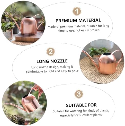 Stainless Steel Watering Container Pink Gold Long Spout Gentle Sprinkle Indoor Outdoor Plants Ergonomic Handle Lightweight Garden Pot - Image 7