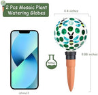 Mosaic Watering Globes 2 Pack Terracotta Self Watering Spike Green - Image 2