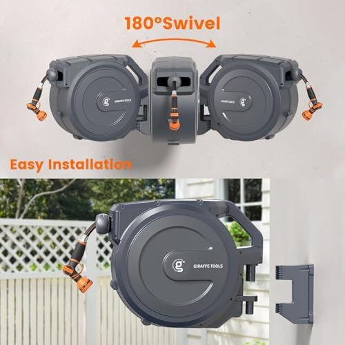 Giraffe Tools Retractable Garden Hose Reel Auto Rewind Wall Mount 1/2"100FT - Image 5