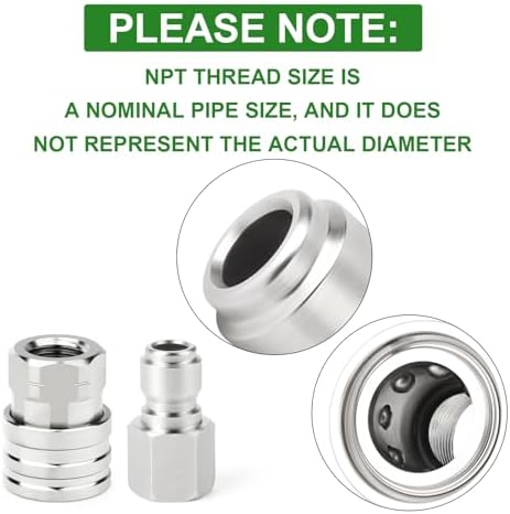 TAISHER 6PCS 304 Stainless Steel 1/4" Female NPT High Pressure Washer Quick Connect Coupler for Pressure Washing Gun Hose Accessories - Image 3