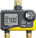 RAINPOINT 2 Zone Sprinkler Timer with Brass Inlet and Outlet - Water Timer for Garden Hose with Rain Delay/Manual Watering/Automatic Irrigation Controller for Yard(Yellow) by RainPoint