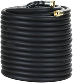 Guitrees 200FT 3/4 Heavy Duty Rubber Garden Hose - 200psi Working, 1000psi Burst - Hot/Cold Water - Five-Layered Braiding for Durability - Versatile for Gardening, Agriculture, Construction(Black) by Guitrees