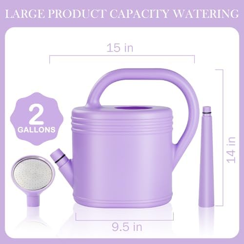 2 Gallon Watering Can for Indoor Plants, Garden Watering Cans for Outdoor Plant House Flower, Modern Plant Watering Can Large Long Spout with Sprinkler Head - Image 2