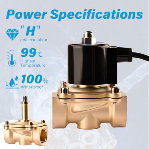 Waterproof Brass Electric Solenoid Valve 1" 24V DC Brass Normally Closed - Compatible with Water, Air, Diesel, Gas - Replaceable VITON Seal - Compact Direct Acting - Image 2