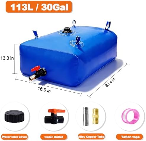 113L/30 Gal Water Bladder Tank, Foldable Portable Water Storage Container - Image 2