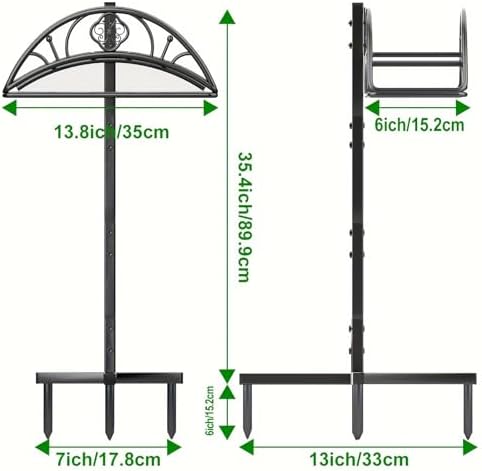 Generic Sturdy Hose Hanger Hose Reel Rack Stand Garden Hose Holder Water Hose Reel Water Hose Holders For Outside Heavy Duty Freestanding Garden Hose With 4 Spikes For Lawn Garden Yard-Black - Image 7