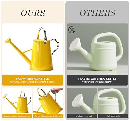 1.5 Gallon Metal Watering Can for Outdoor Plants, Watering Can, Yellow - Image 6