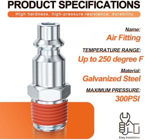 GASHER 3/8 Inch Body Size, M-Type Plug, 3/8 Inch Male Pneumatic Plugs(30-Pack) - Image 3