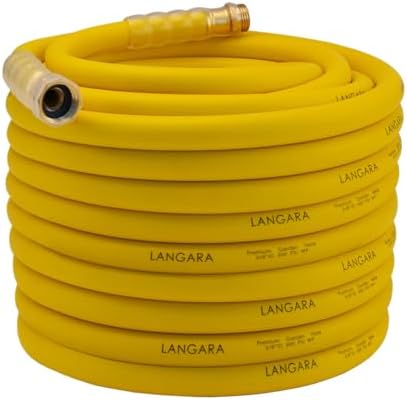 Heavy Duty Premium Garden Hose 150ft x 5/8", 300PSI Working, 1000PSI Burst, Hybrid Rubber Water Hose with Transparent Swivel Handle - Hot/Cold Water Five Layered Braiding with Brass fittings (Yellow) by Unknown