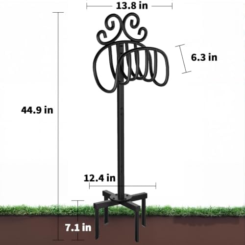 AMAGABELI GARDEN & HOME Hose Holder Reel for Outside Freestanding 150 Feet Christmas Gift Heavy Duty Metal Detachable Rustproof Hose Stand Hanger Decorative Hose Storage With Ground Stakes - Image 5