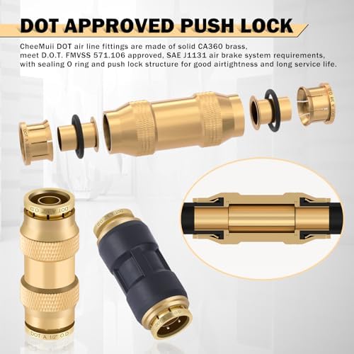 CheeMuii 60PCS Brass DOT Air Line Fitting Quick Connect & Compression Union - Image 4