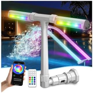 2026 Upgrade Pool Fountain for Inground/Above Ground Pools, 16-Colors 12 Modes LED Lights, Dual Spray 360° Adjustable Pool Sprinkler Waterfall Fountain, Tool-Free Installation Water Cooler by ONEANU