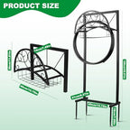 Garden Hose Holder Stand with Storage Basket, Heavy Duty Freestanding Hose Holder for Outside, Holds Up to 150FT Water Hose, Metal Hose Hanger Rack with 4 Anchor Spikes for Yard Lawn Garden - Image 5