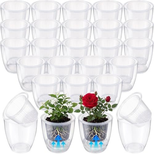 Self Watering Plant Pots, 3.5'', Transparent, 36 Pcs by Ferrochef