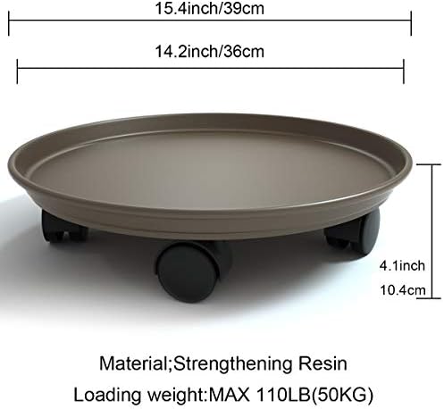 Plant Caddy with Wheels 15.5 Inch - 2 Pack Plant Caddy on Wheels Heavy Duty,Plant Dolly Plant Tray with Wheels Planter Caddies Indoor/Outdoor, Brown - Image 2